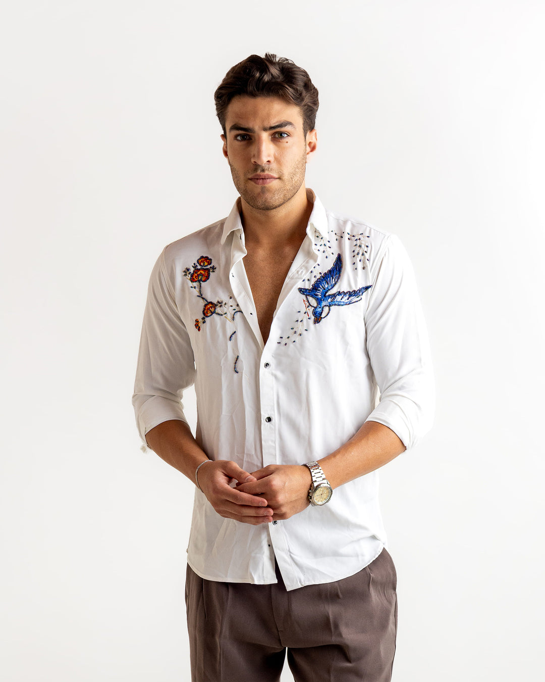 White Raven Embellished Shirt