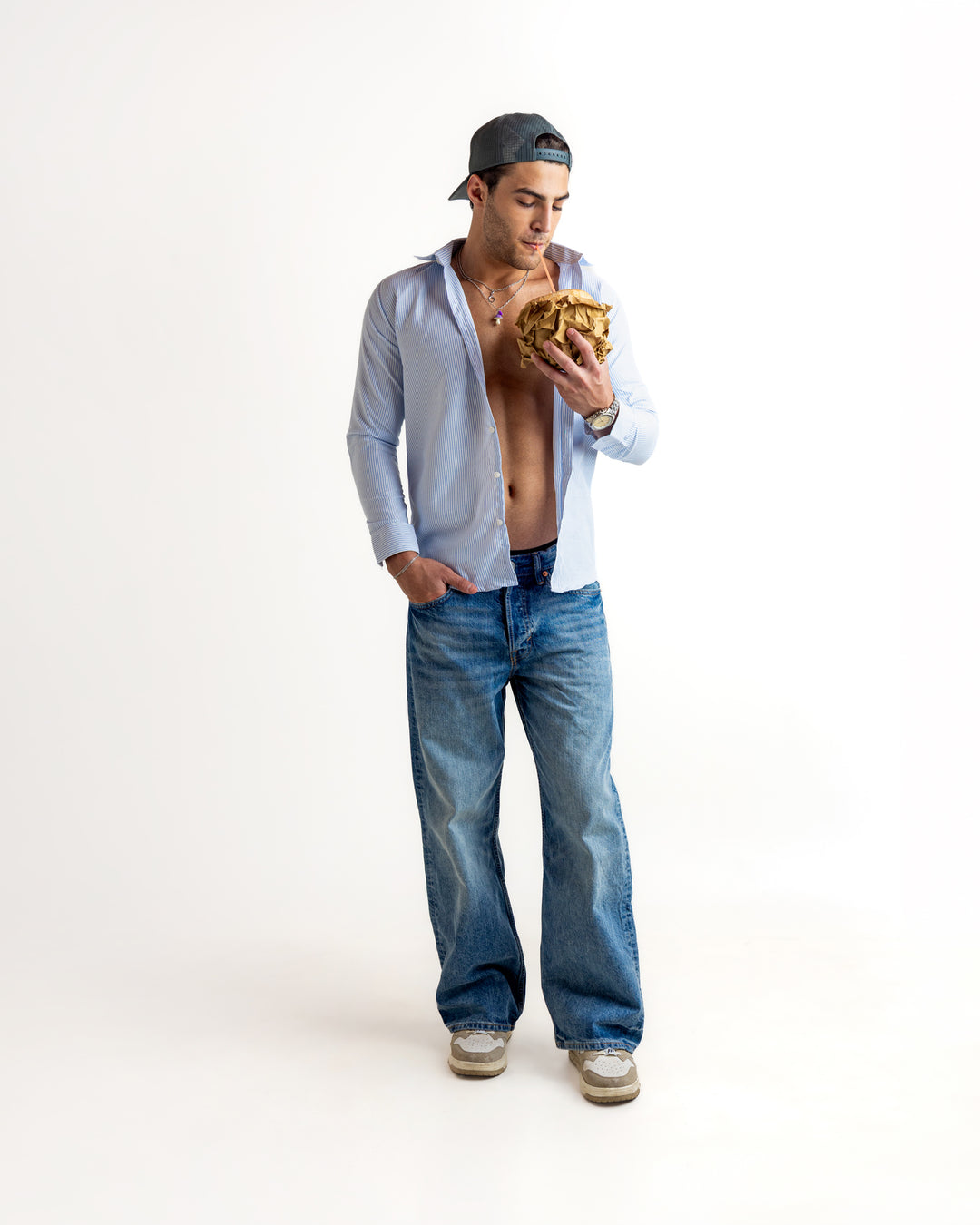 Blue Striped Full Sleeve Cotton Shirt