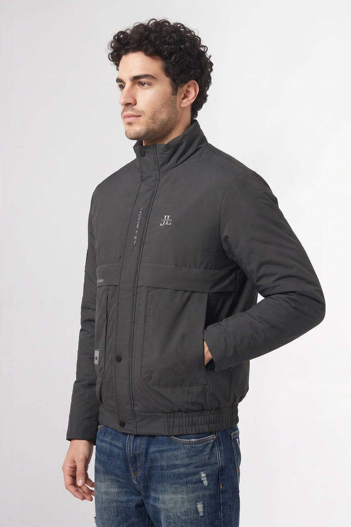 Black Hooded Padded Winter Jacket