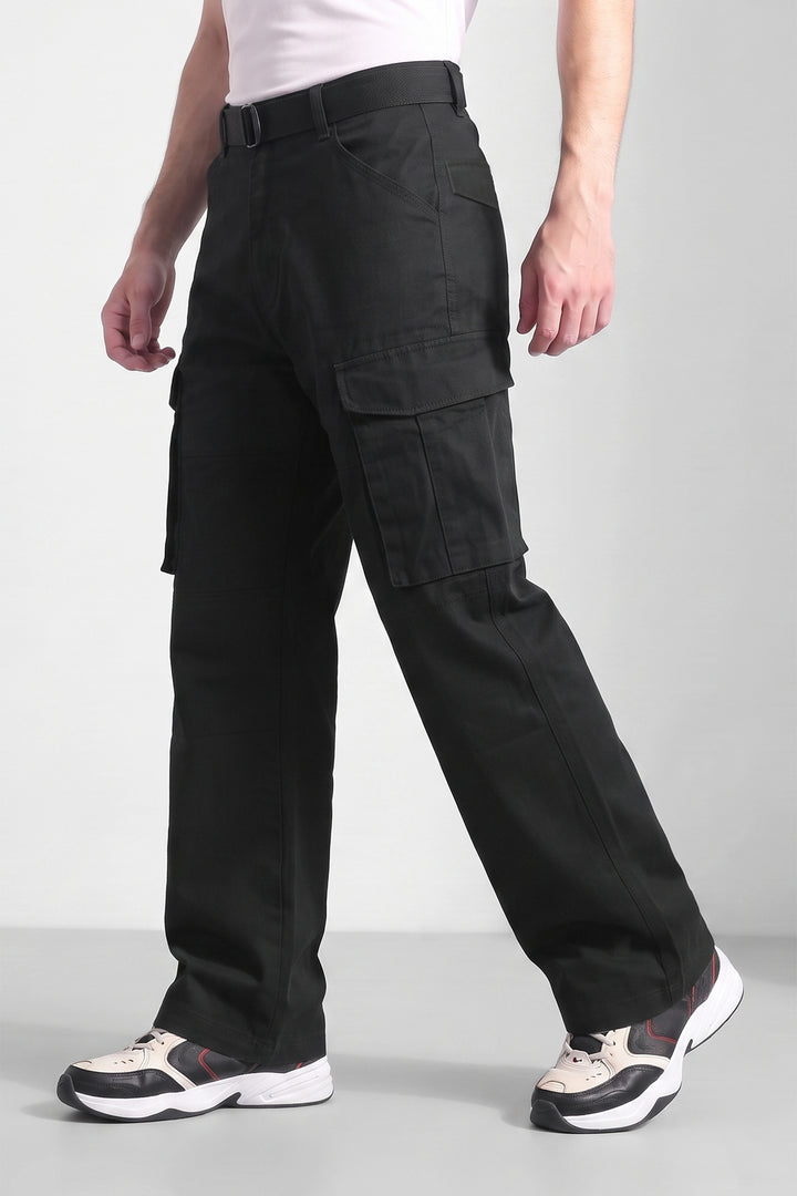 Black Cotton 6 Pocket Cargo Pant