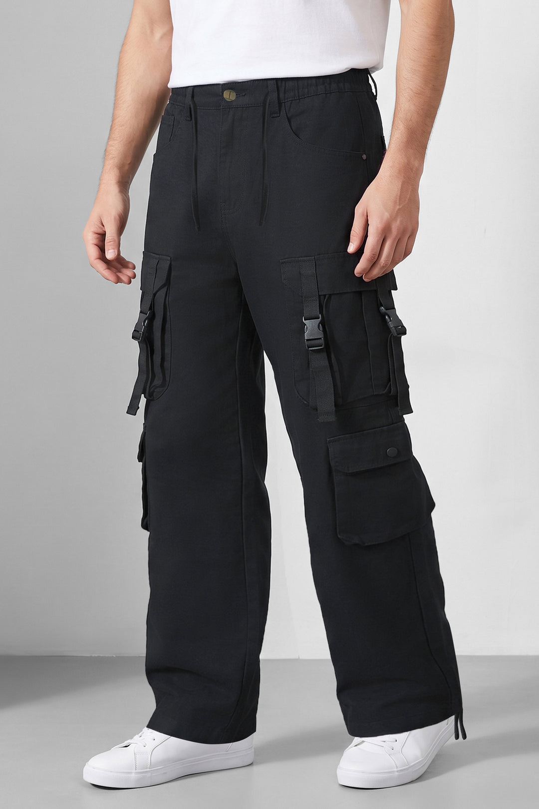 Black Multi Mens 8 Pocket Cargo Pants