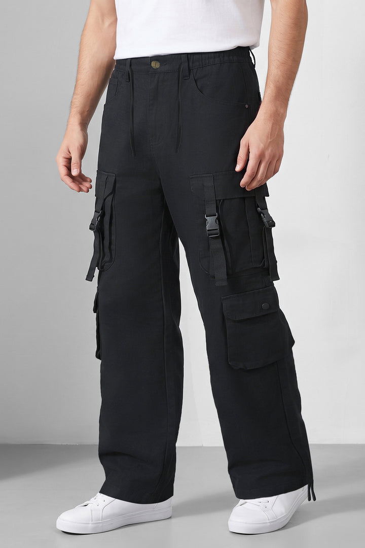 Black Multi Mens 8 Pocket Cargo Pants
