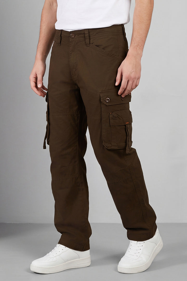 Brown 6 Pocket Tactical Cargo Pants Comfortable Casual Trousers