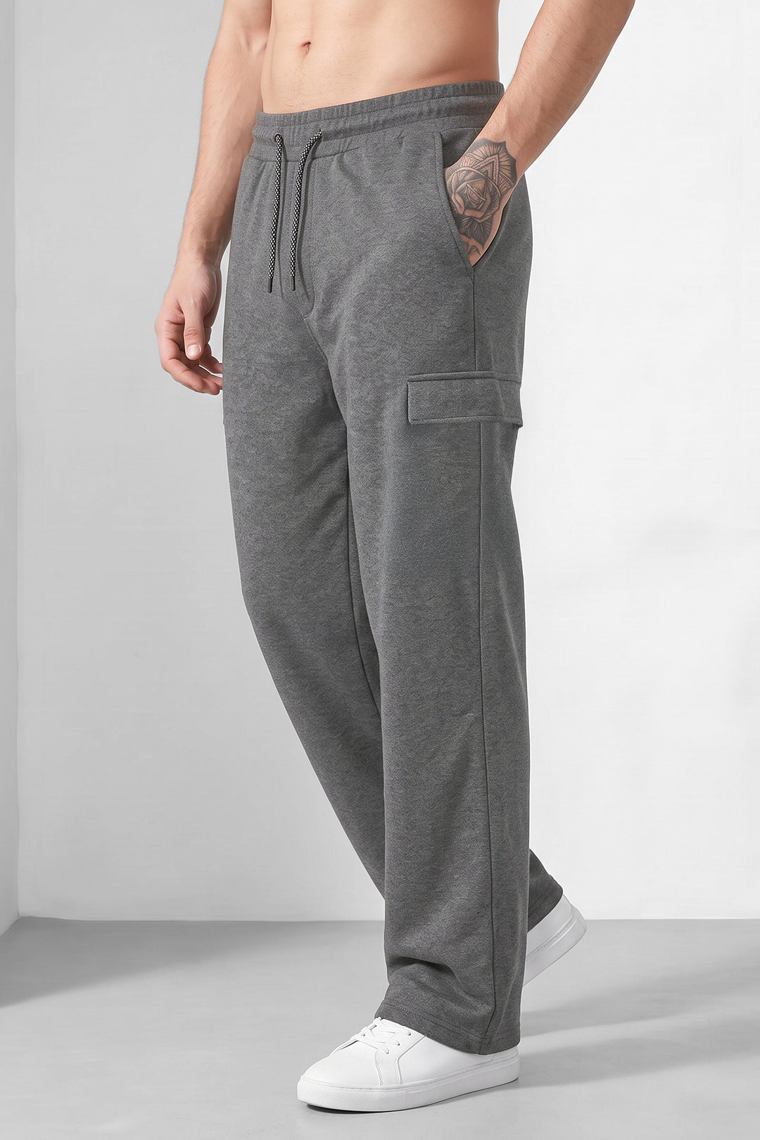 Grey Men's Minimalist Street Style Track Pants