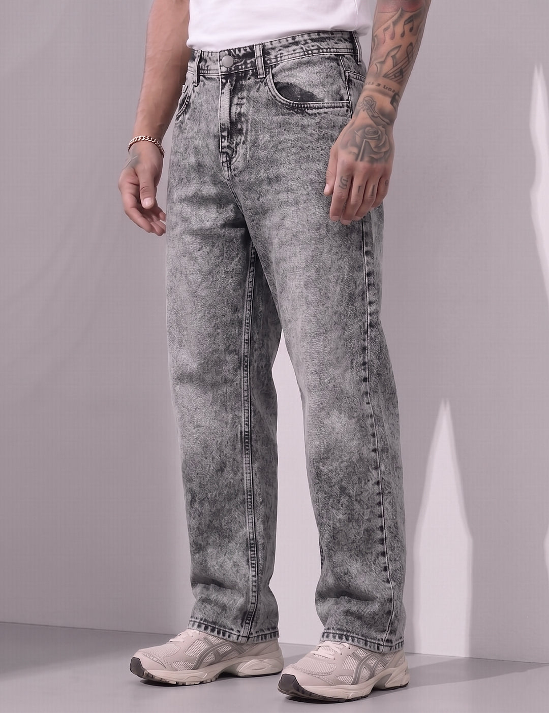 Grey Color Regular Fit Denim Pant