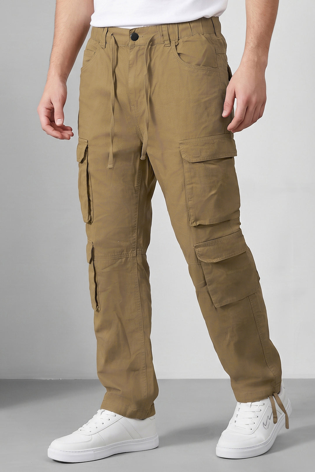 Brown Multi Mens 8 Pocket Cargo Pants