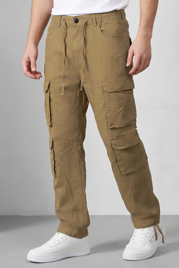 Brown Multi Mens 8 Pocket Cargo Pants