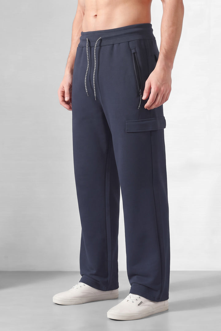 Navy Blue Men's Minimalist Street Style Track Pants