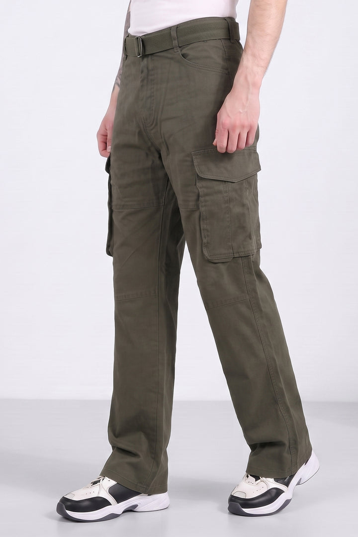 Olive Green Cotton 6 Pocket Cargo Pant