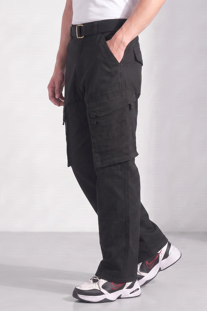 Black Cotton 6 Pocket Cargo Pant