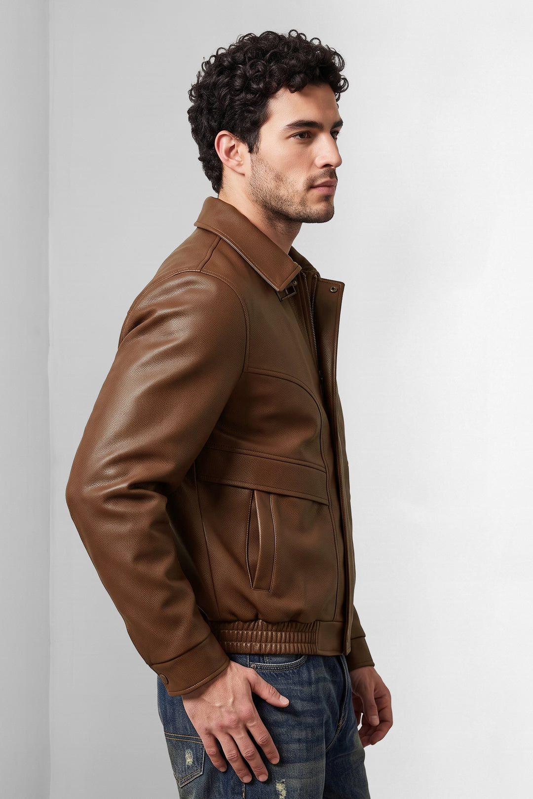 Dark Brown Fuax Leather Heavy Winter Jacket