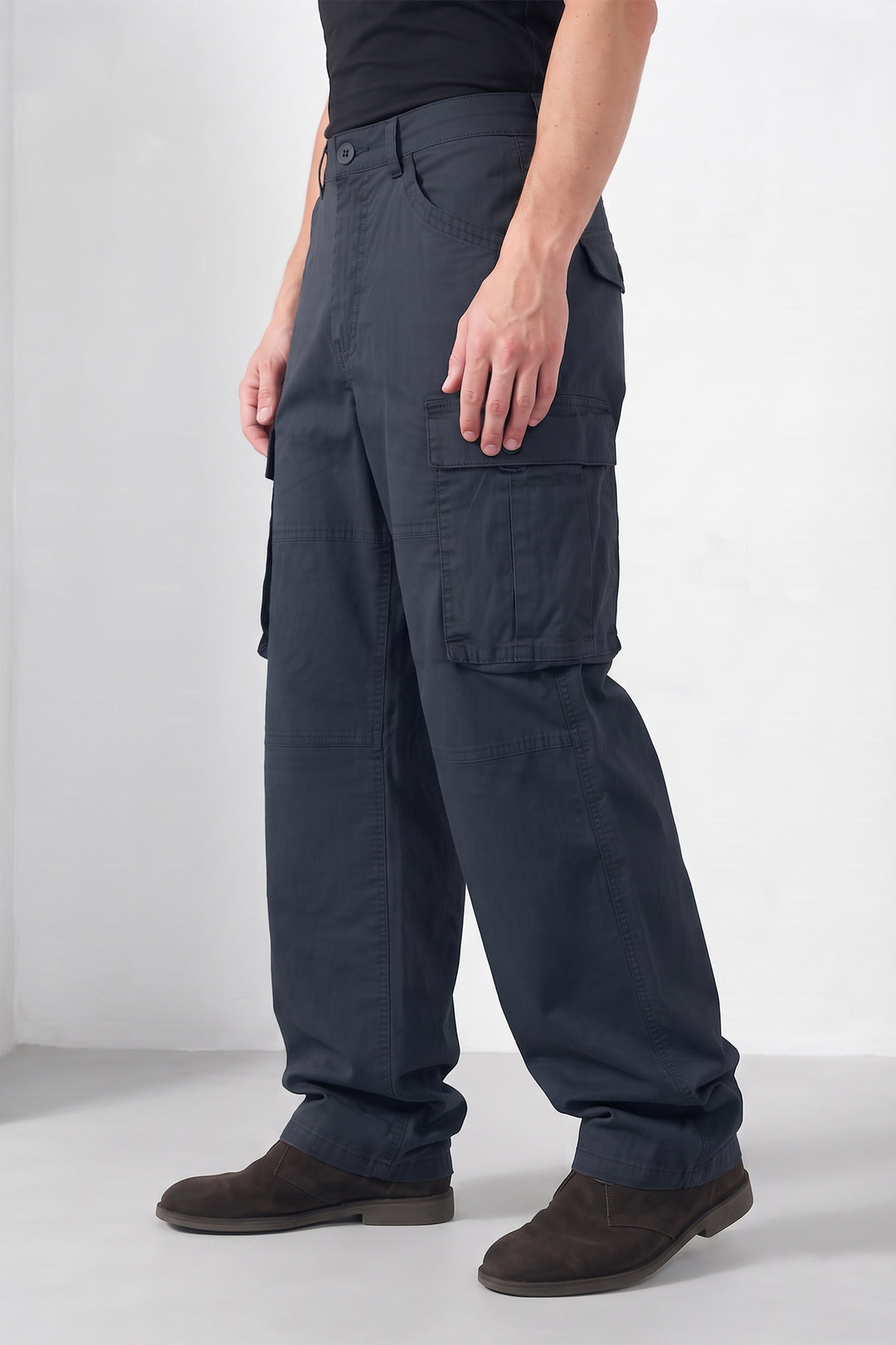 Black Mens 6 Pocket Cargo Pants