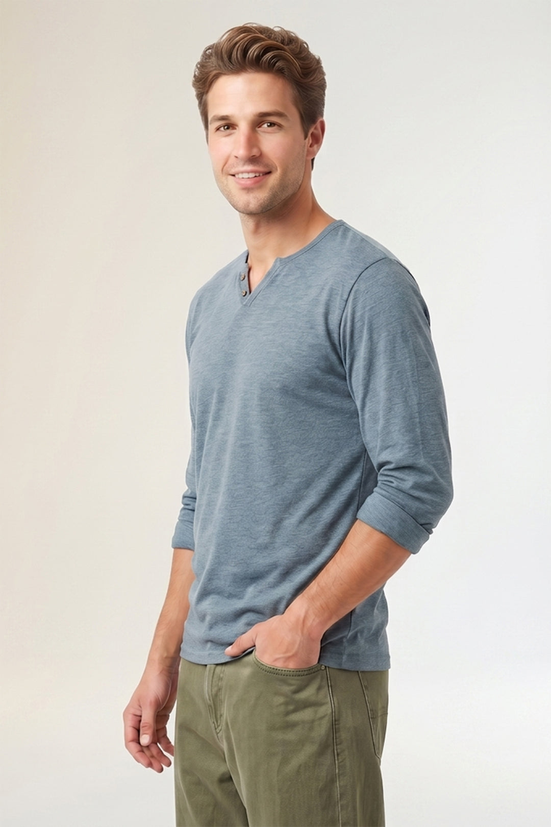 Open Neck Henley T-Shirt