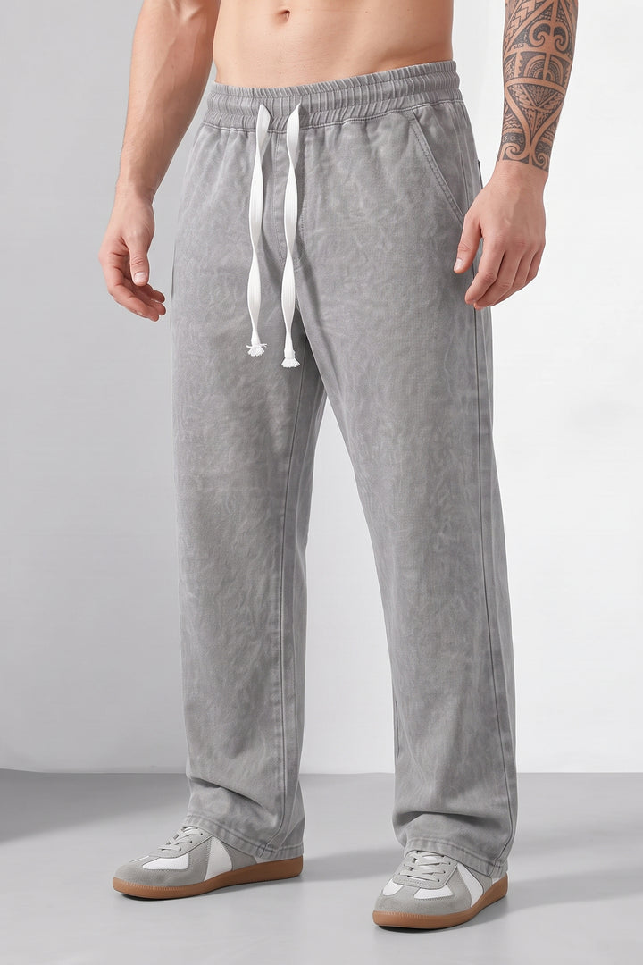 Grey Denim Shade Contemporary Acid Wash Sweatpant