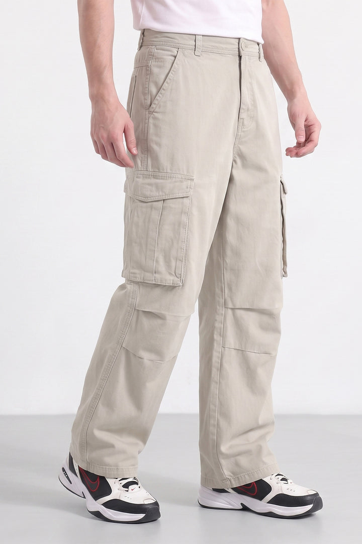 Dark Cream 6 Pocket Tactical Cargo Pants Comfortable Casual Trousers