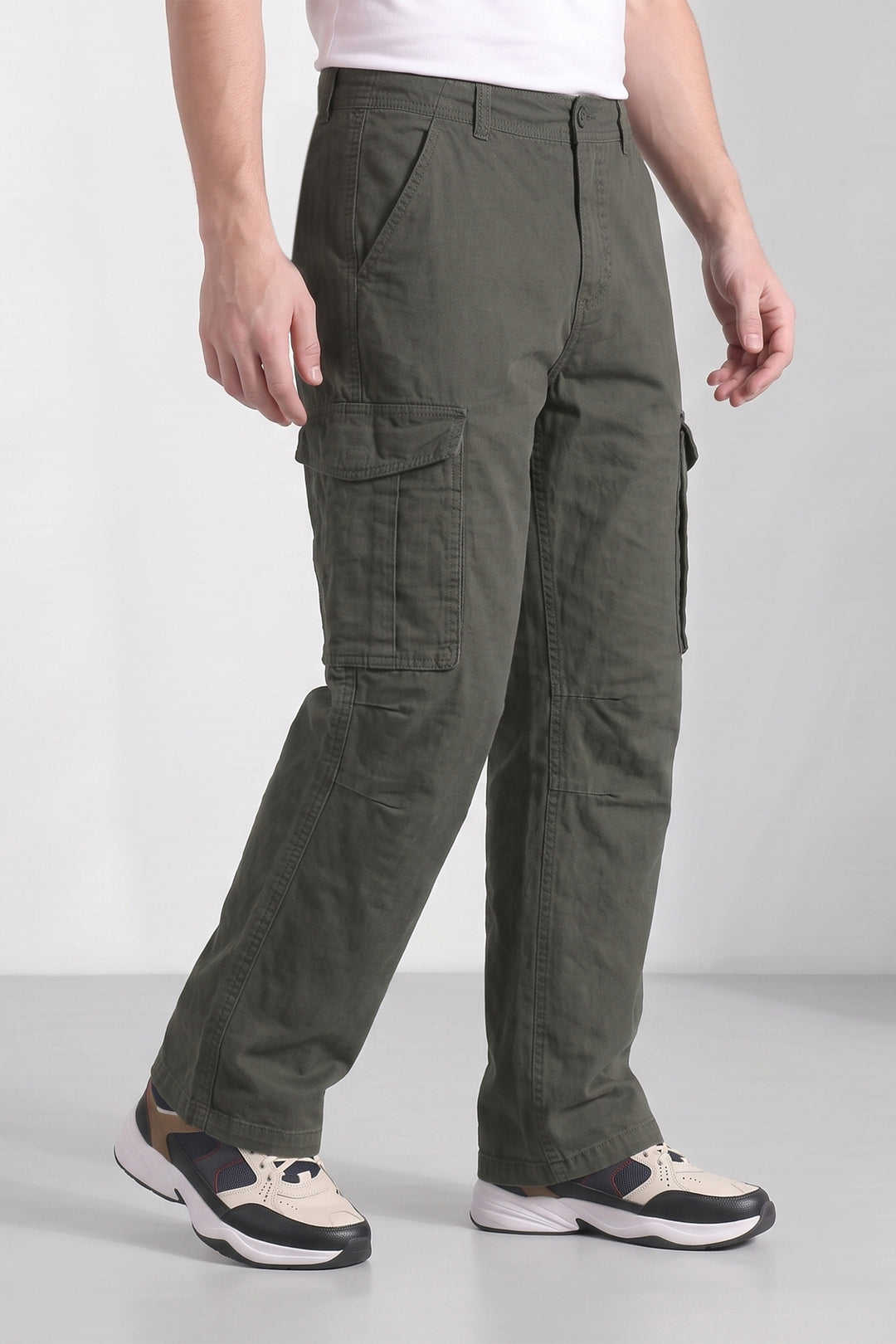 Green 6 Pocket Tactical Cargo Pants Comfortable Casual Trousers