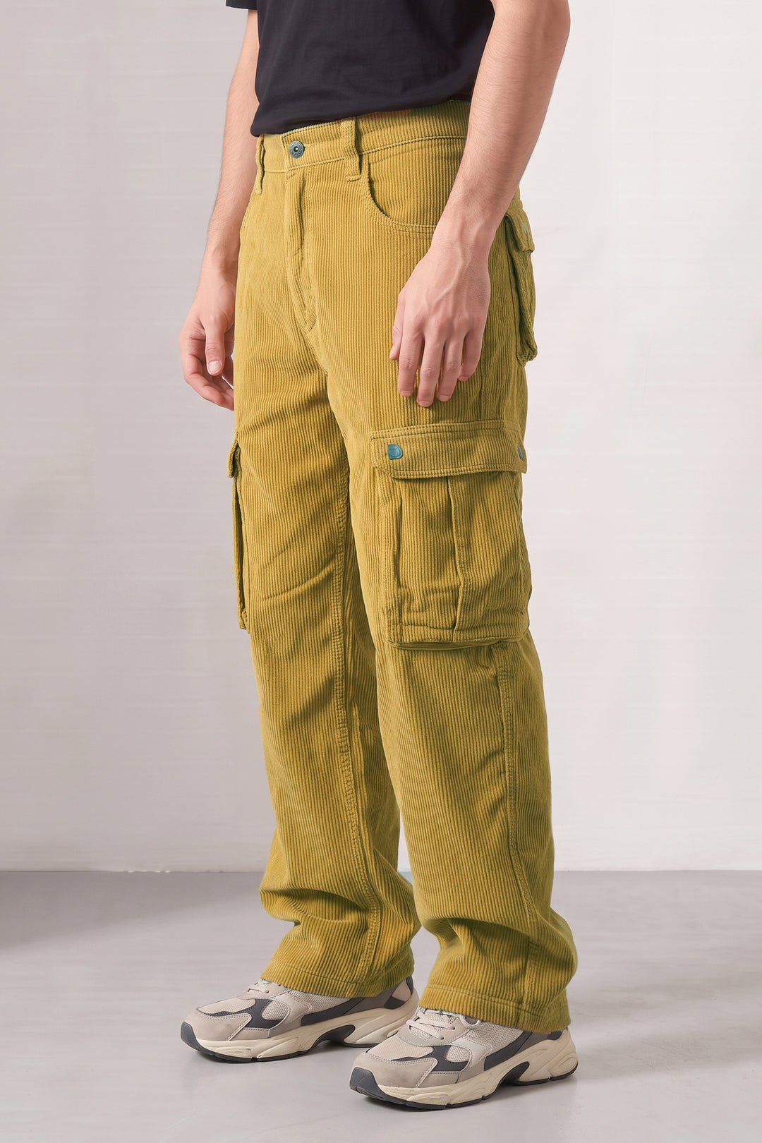 Yellow Premium Corduroy 6-Pocket Cargo Trousers