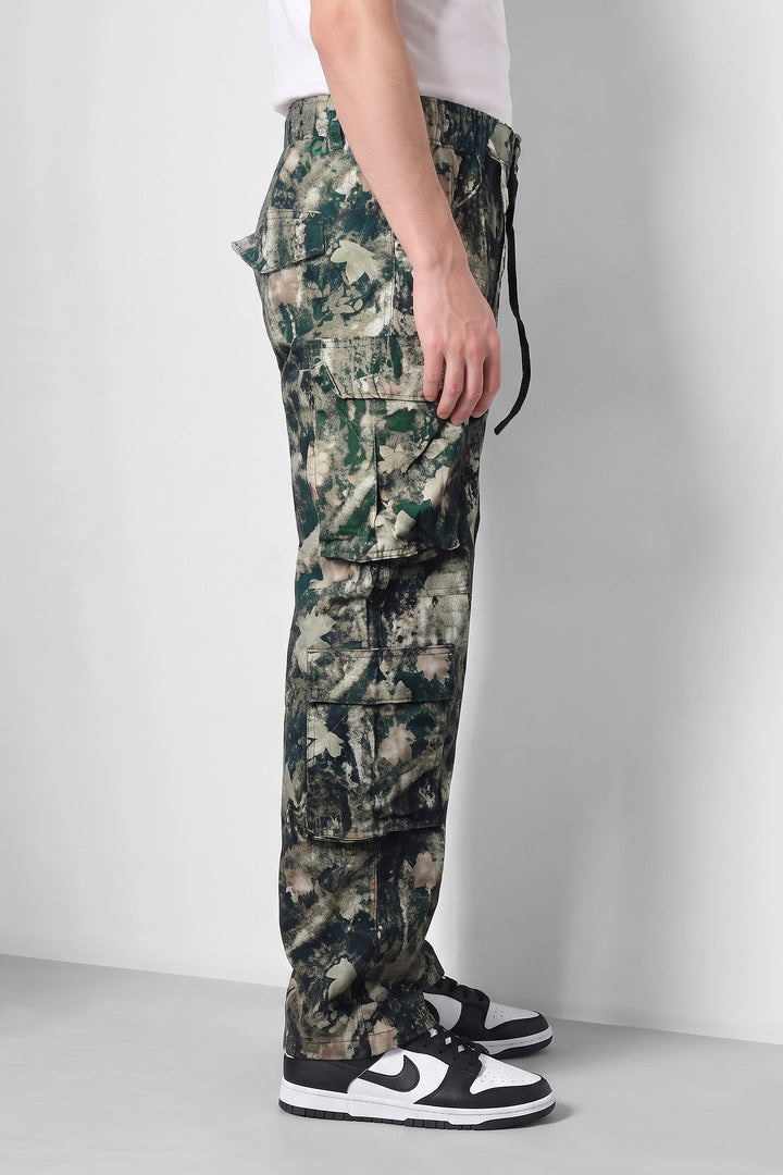 Green & Beige Camouflage 8-Pocket Cargo Trousers