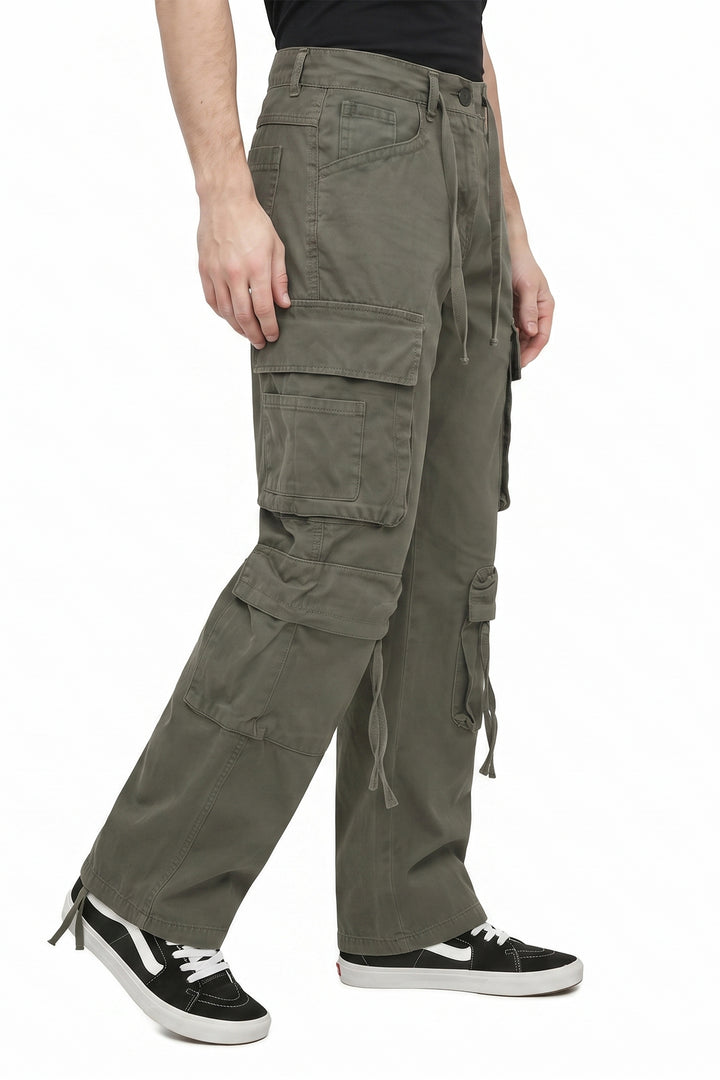 Olive Green Utility 10 Pocket Cargo Pants