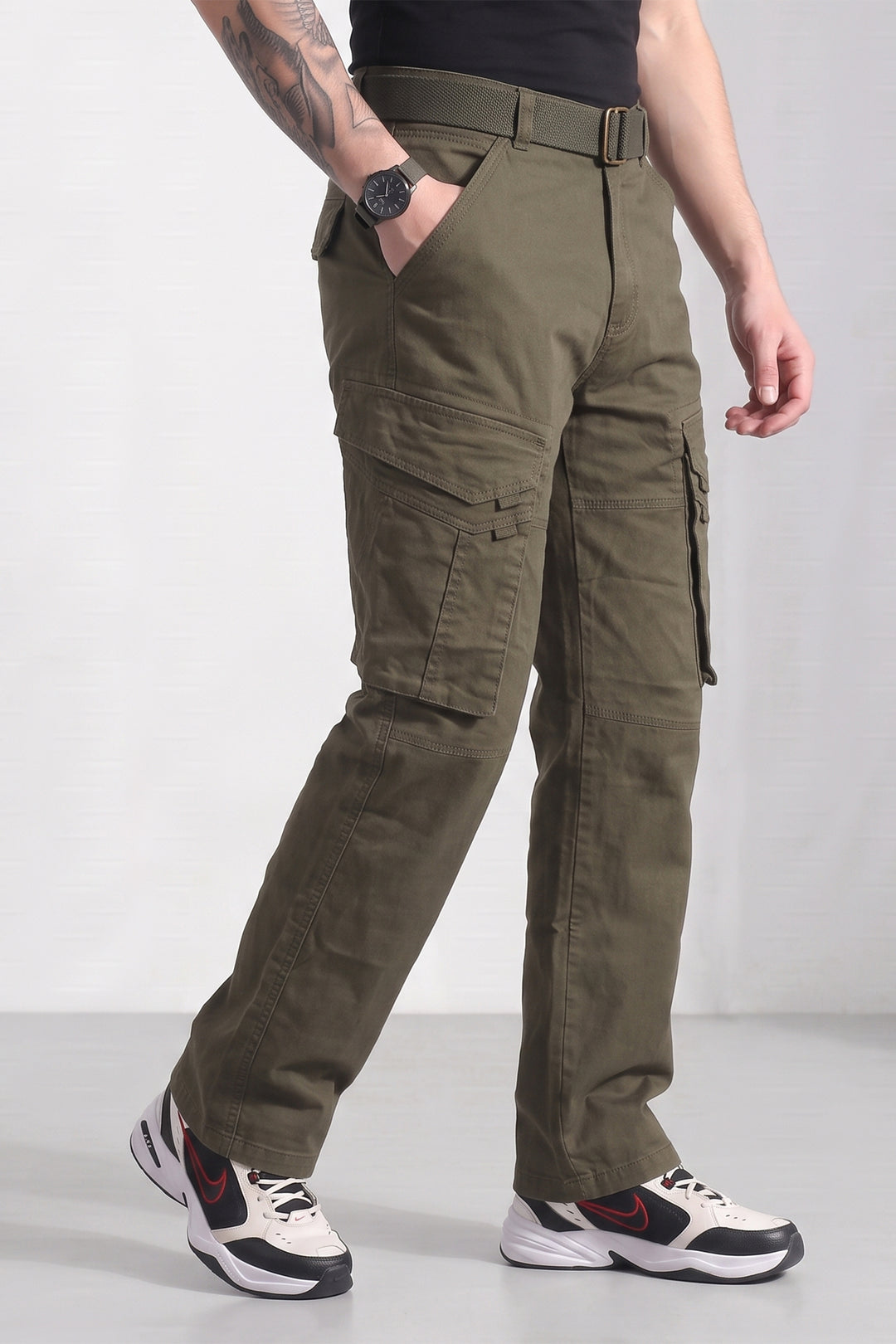 Dark Brown Cotton 6 Pocket Cargo Pant