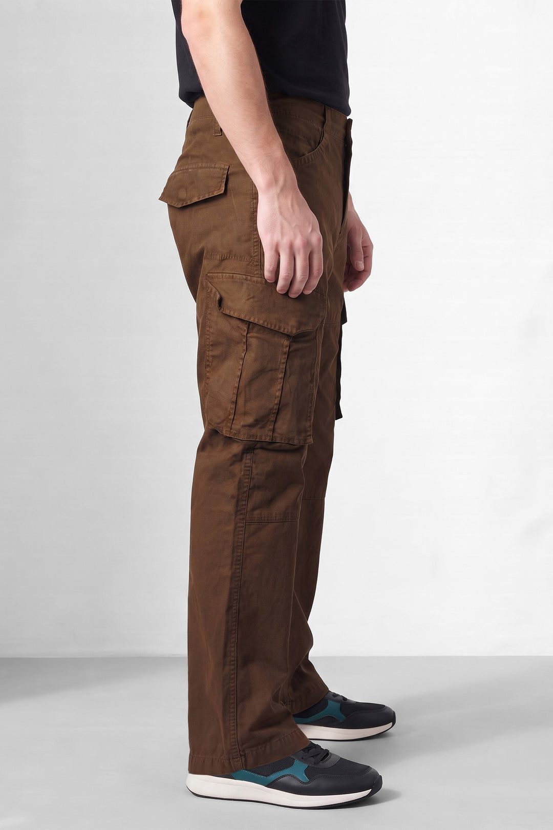 Dark Brown Premium Utility Cargo Trousers with 6-Pocket Design