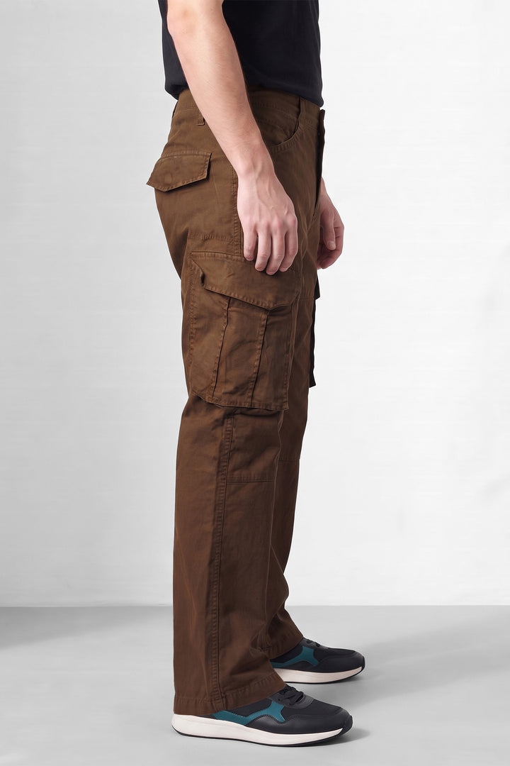 Dark Brown Premium Utility Cargo Trousers with 6-Pocket Design
