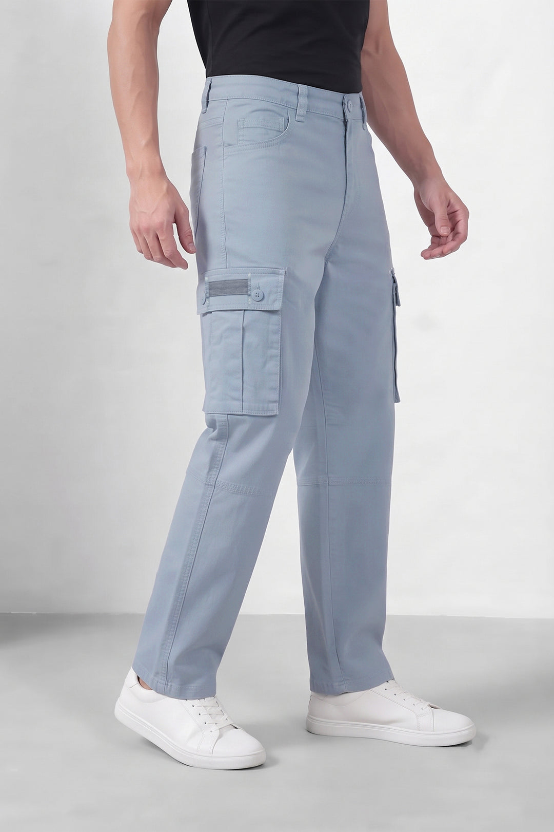 Light Grey Mens 6 Pocket Cargo Pants