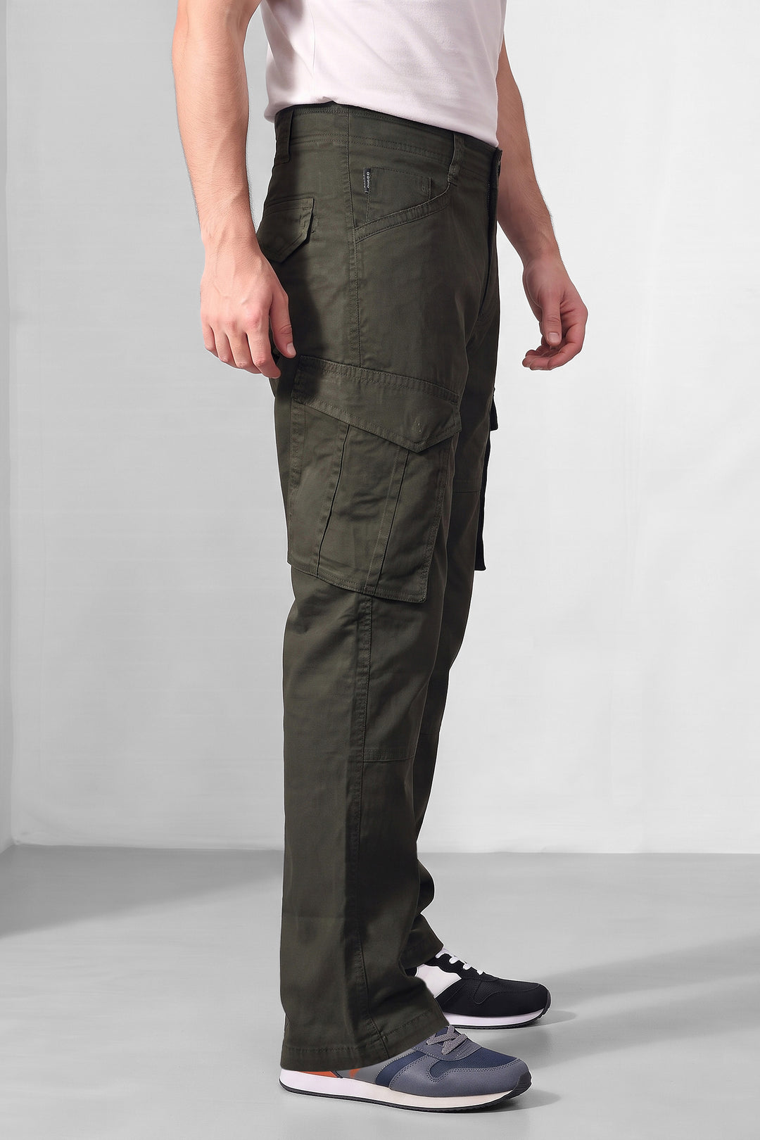 Olive Green Premium Utility Cargo Trousers with 6-Pocket Design