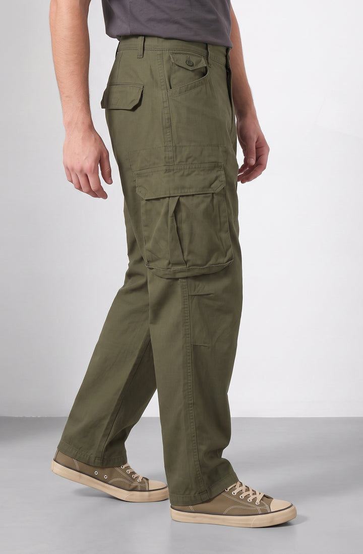 Olive 6 Pocket Cotton Cargo Pant