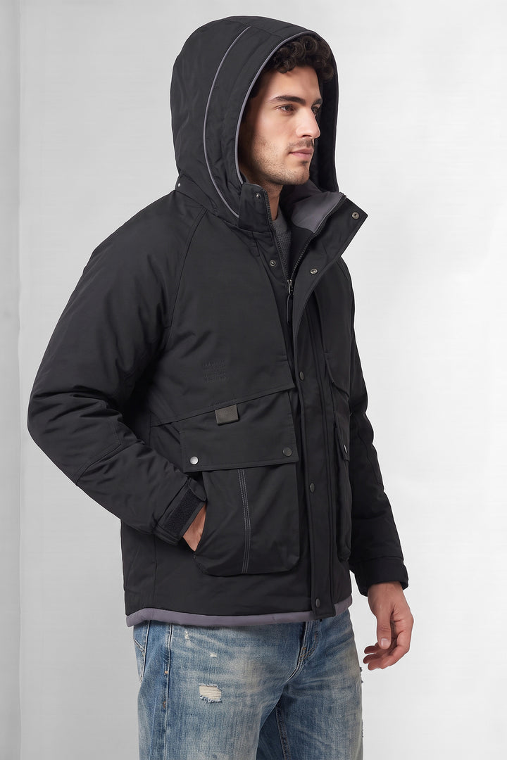 Black Hooded Heavy Winter Jacket