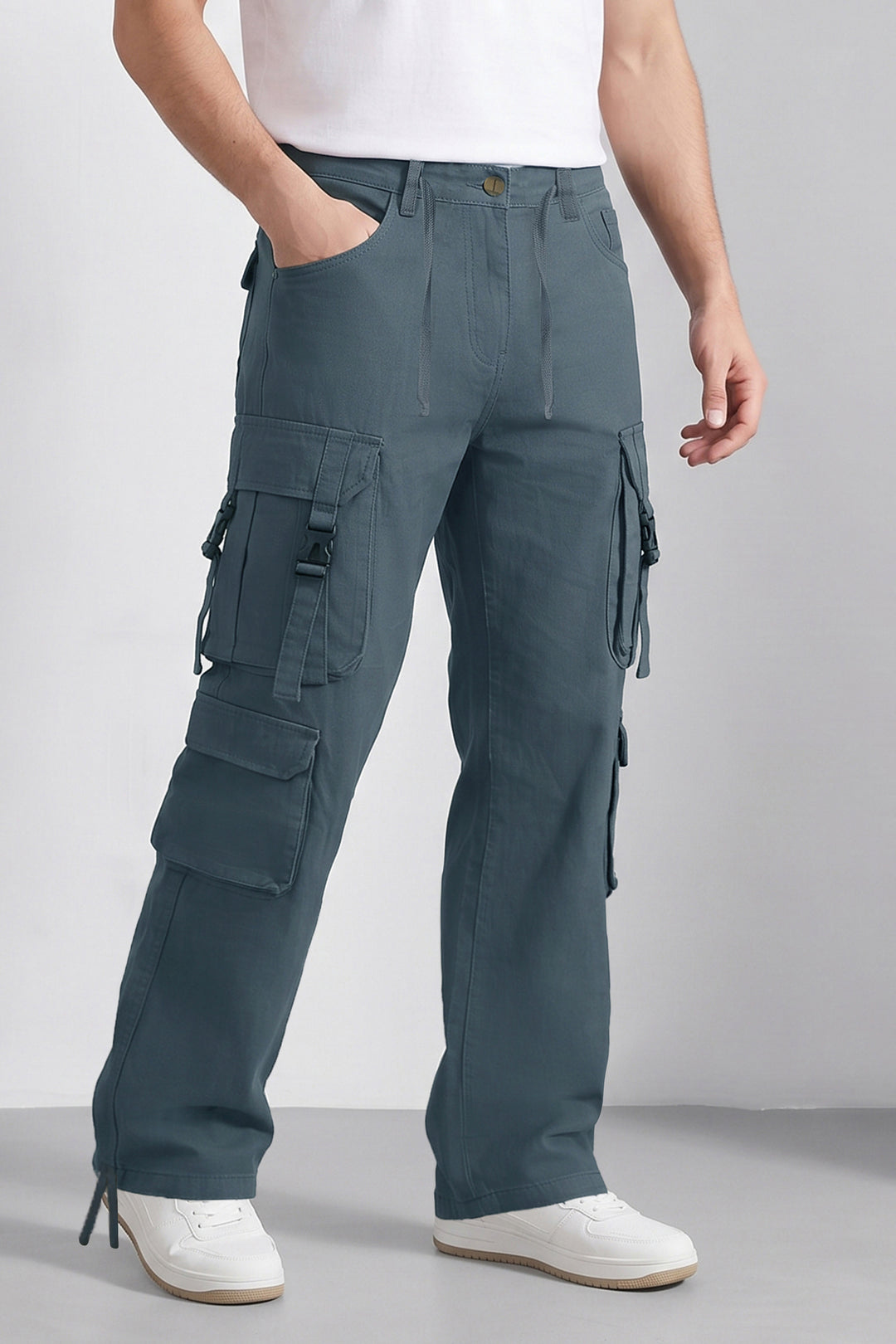 Dark Grey Multi Mens 8 Pocket Cargo Pants
