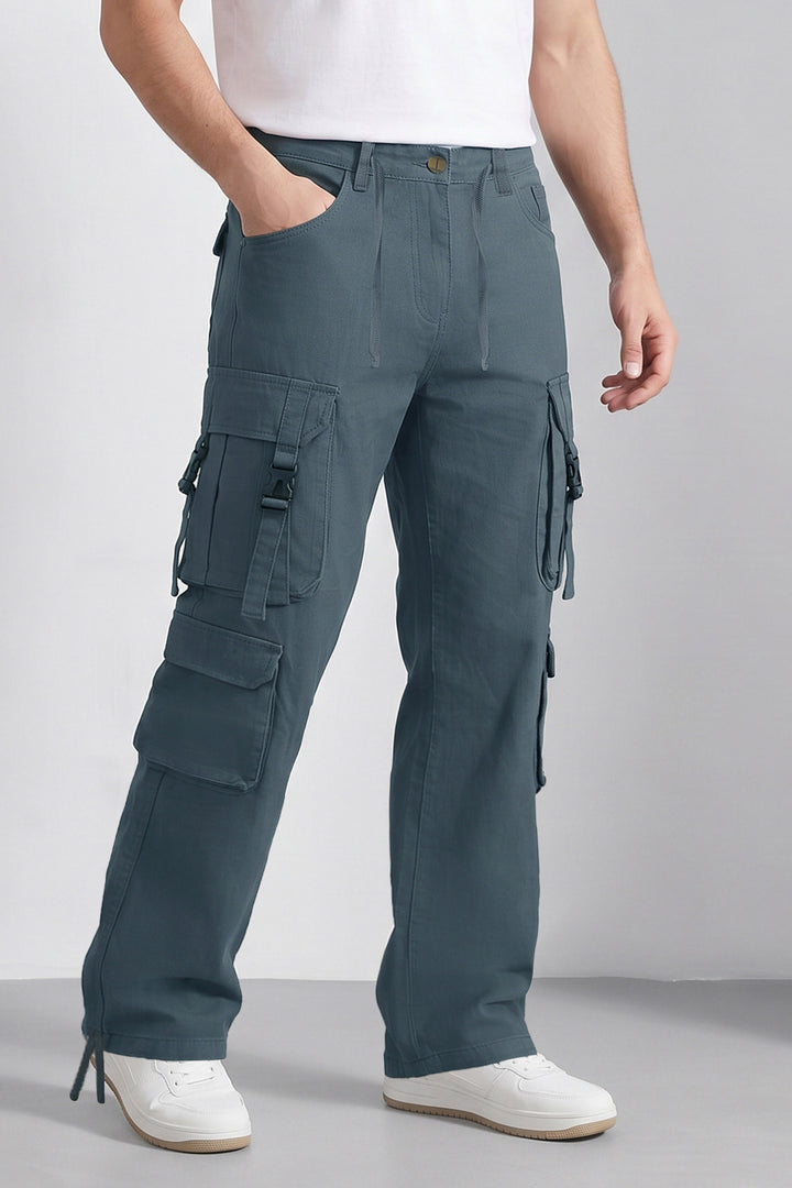 Dark Grey Multi Mens 8 Pocket Cargo Pants