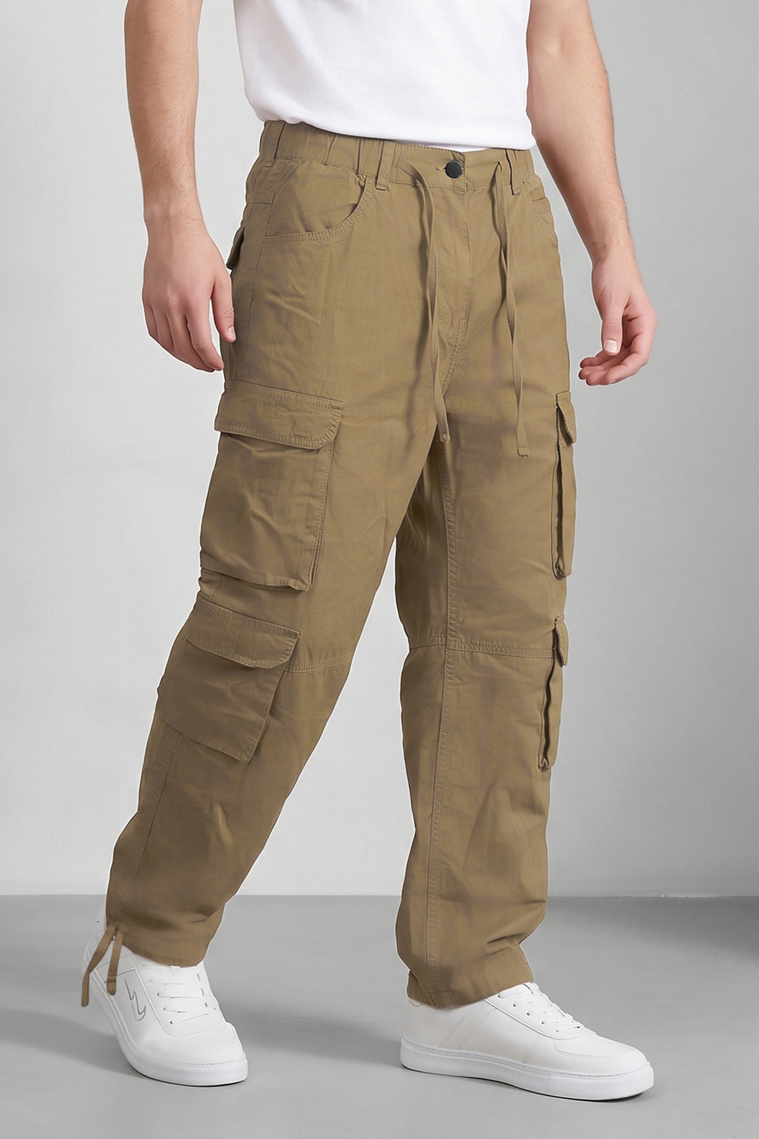 Brown Multi Mens 8 Pocket Cargo Pants
