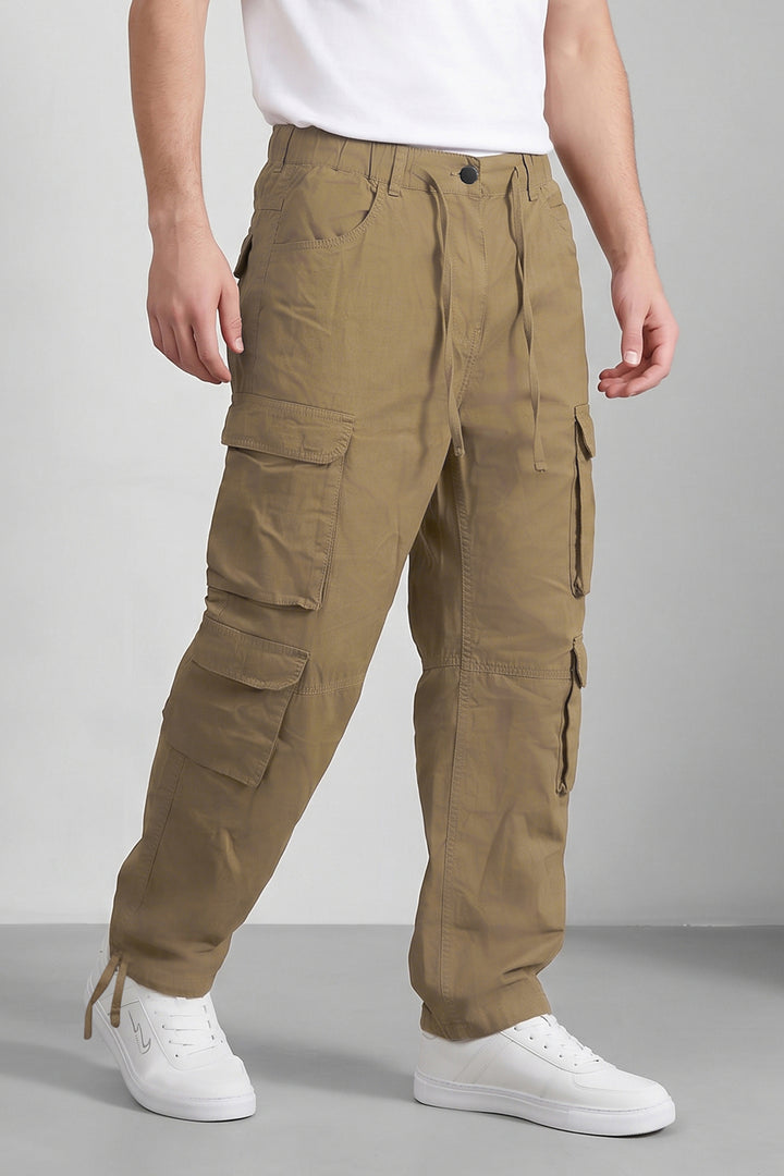 Brown Multi Mens 8 Pocket Cargo Pants