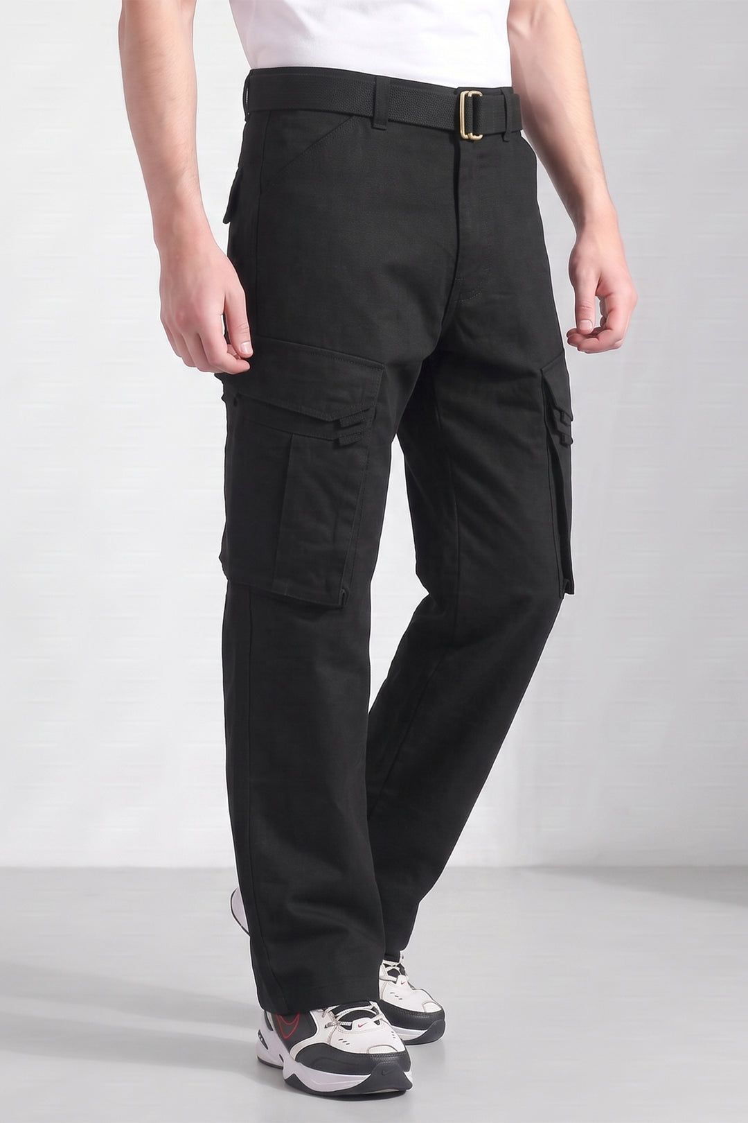Black Cotton 6 Pocket Cargo Pant