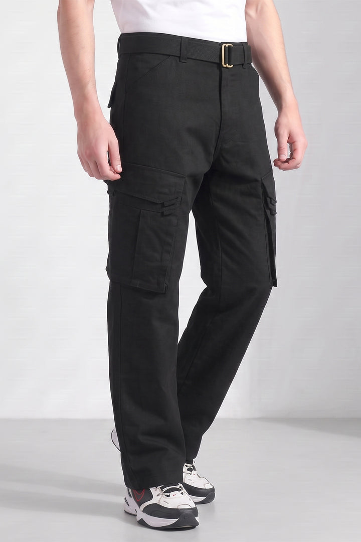 Black Cotton 6 Pocket Cargo Pant