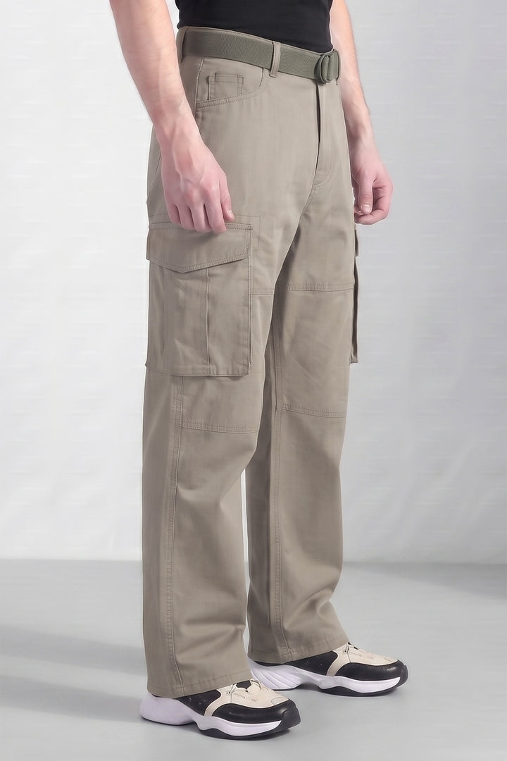 Cream Cotton 6 Pocket Cargo Pant