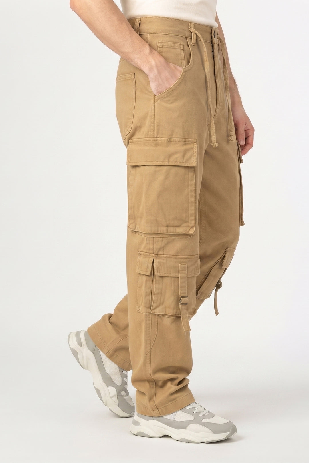 Gritstones Men's Yellow Utility 10 Pocket Cargo Pants