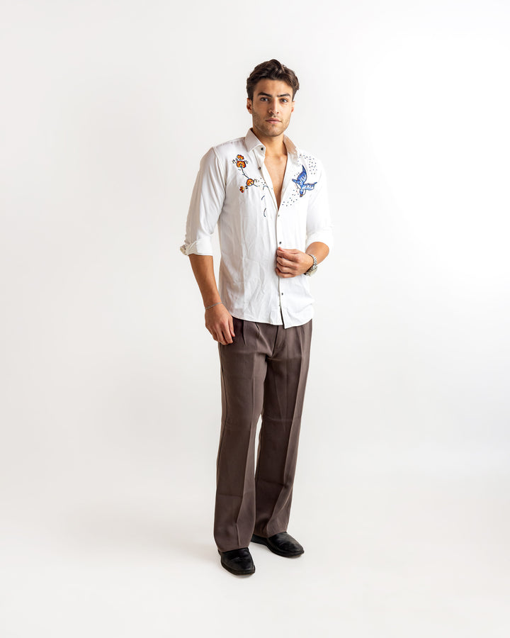 White Raven Embellished Shirt