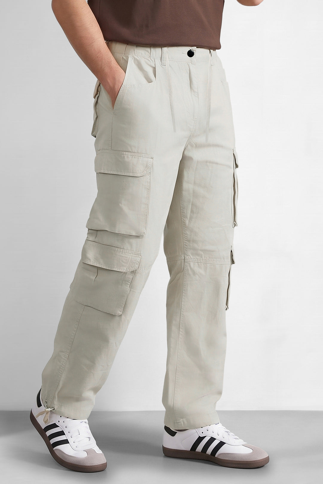 Light Grey Multi Mens 8 Pocket Cargo Pants