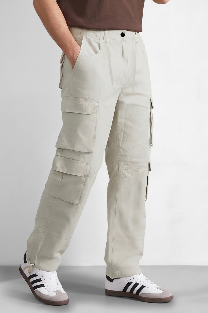 Light Grey Multi Mens 8 Pocket Cargo Pants
