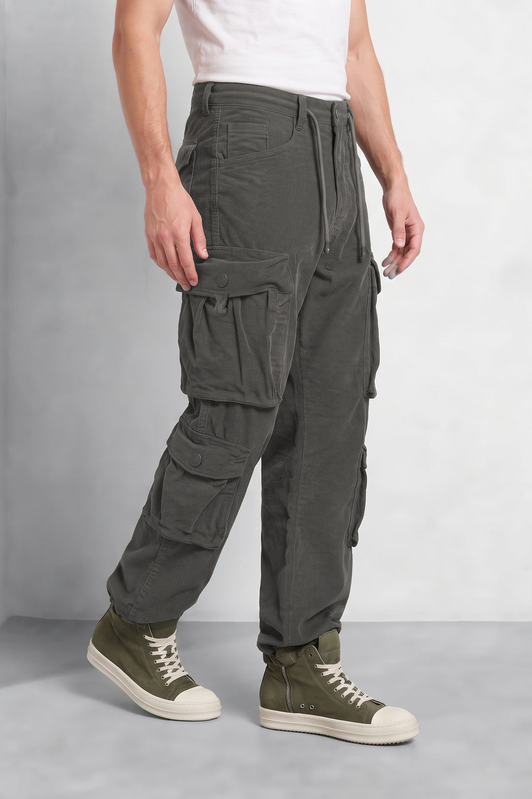 S Grey Men 8 Multi Pocket Cotton Codrouy Cargos