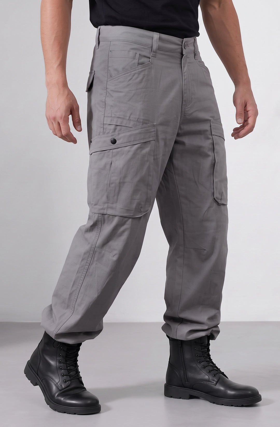 Grey 6 Pocket Cotton Cargo Pant