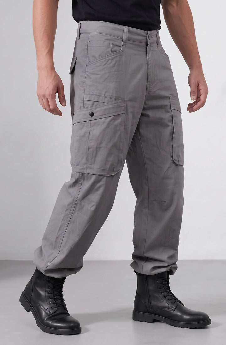 Grey 6 Pocket Cotton Cargo Pant