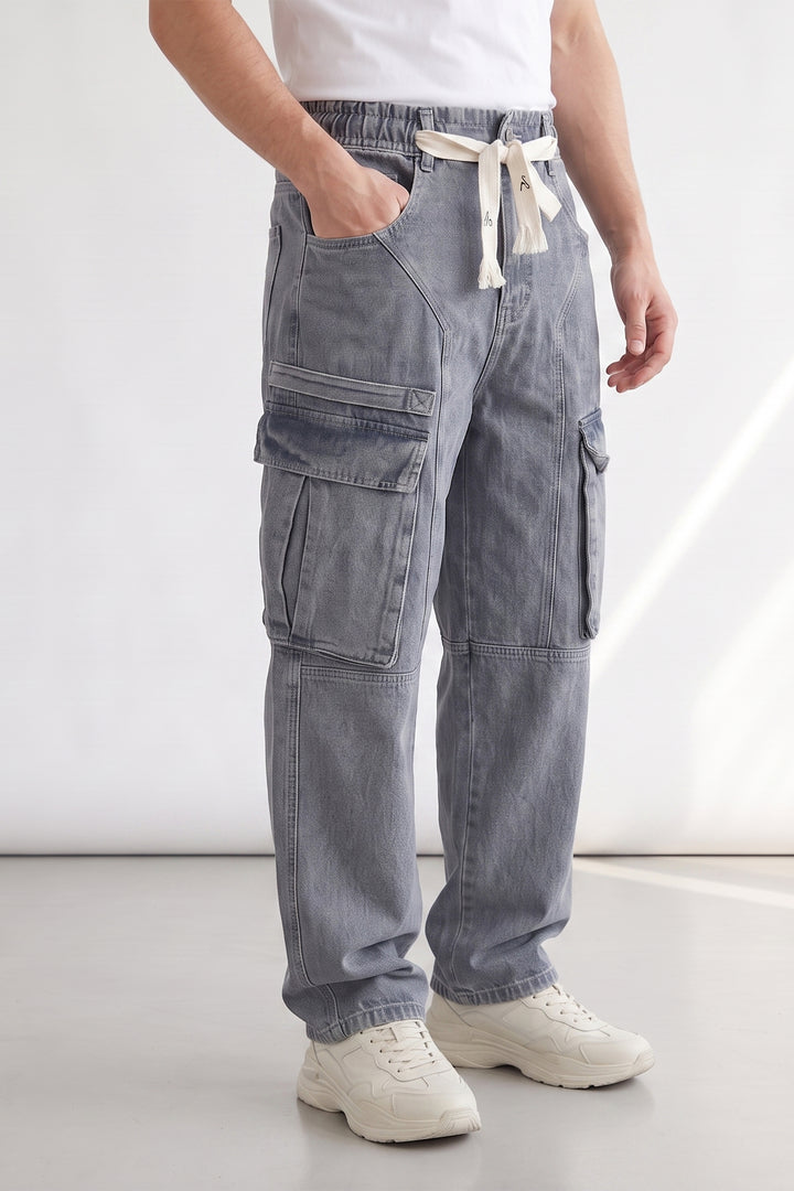 Blue Utility 6 Pocket Cargo Pants