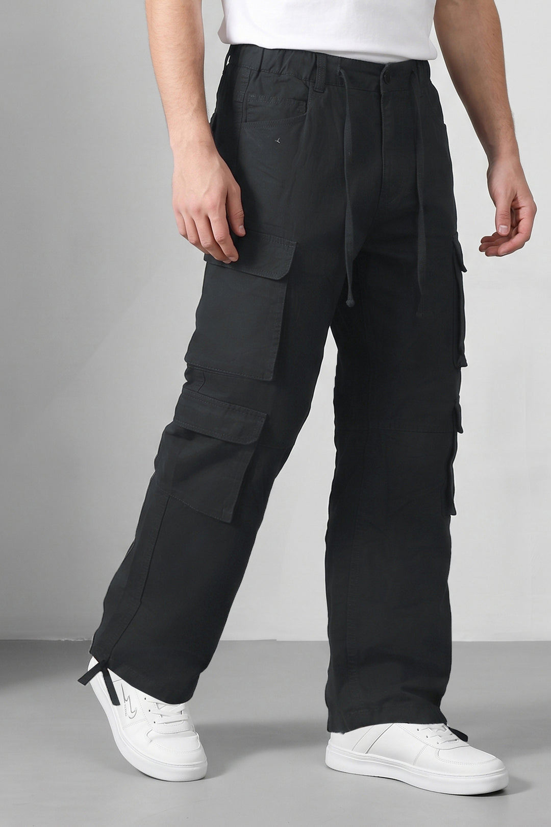Black Multi Mens 8 Pocket Cargo Pants