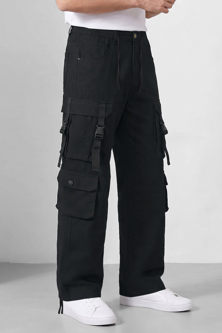 Black Multi Mens 8 Pocket Cargo Pants