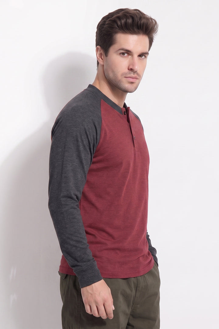 Raglan ColorBlocked Henley T-Shirt