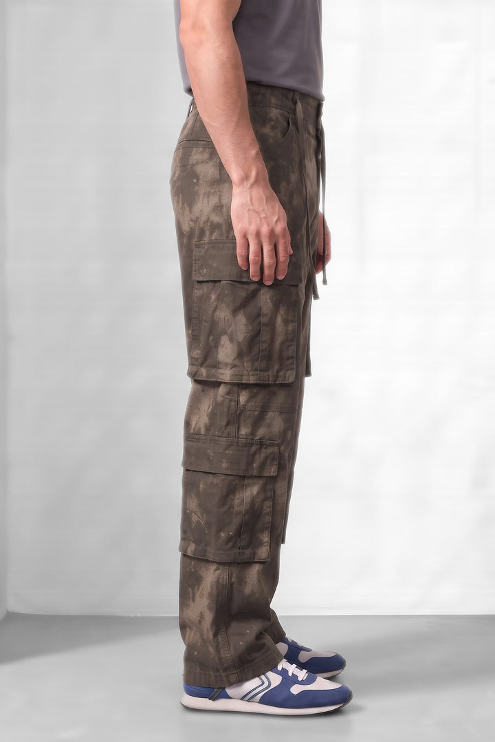 Brown Distressed 8-Pocket Utility Cargo Trousers