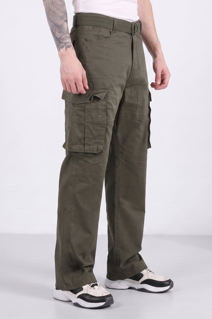 Olive Green Cotton 6 Pocket Cargo Pant